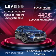 Bmw X2 '19 1.5 140HP sDrive 18i Msport, Automatic - Pay As You Drive